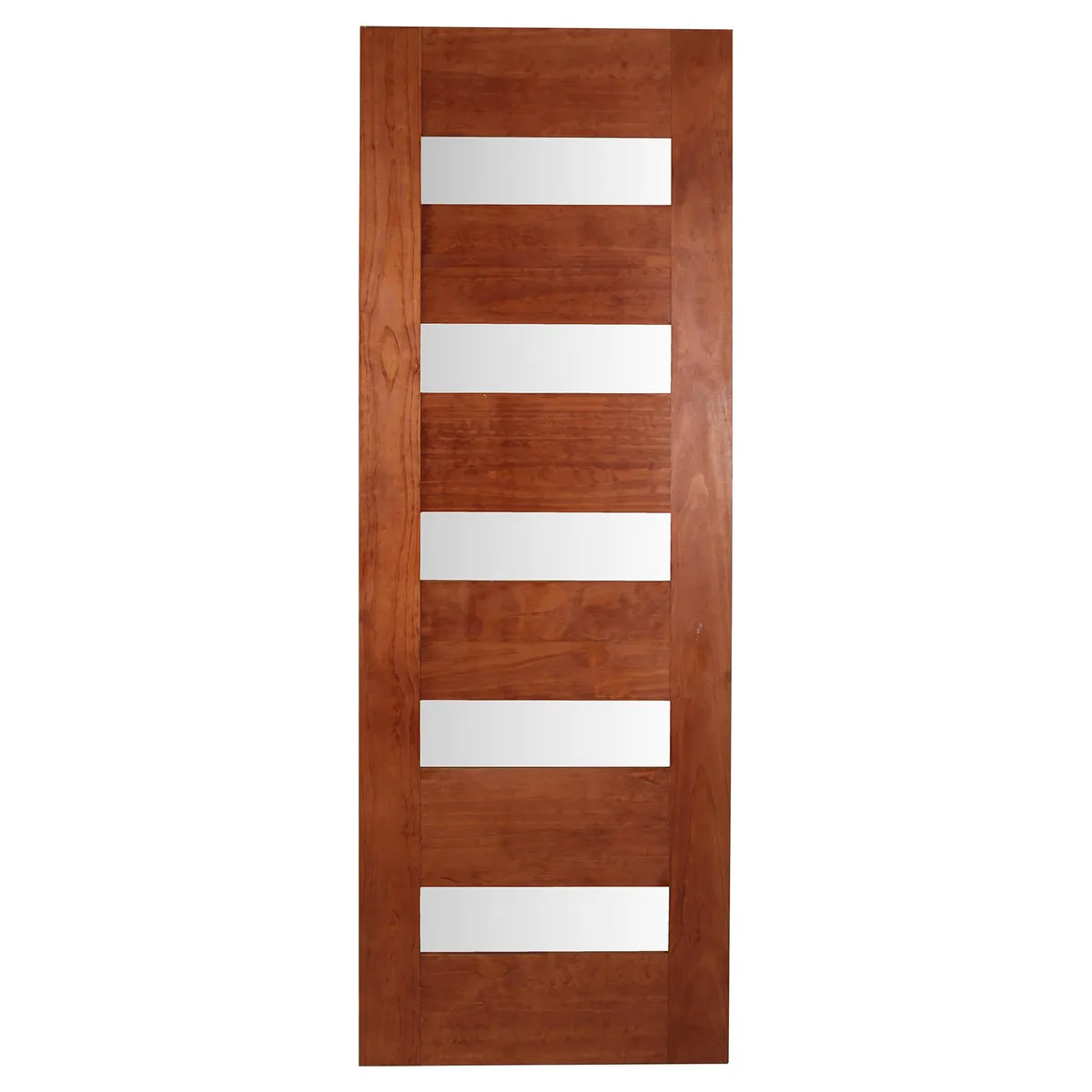 HOLZTEK - Puerta Pino 5 vidrios color Cerezo incluye vidrios