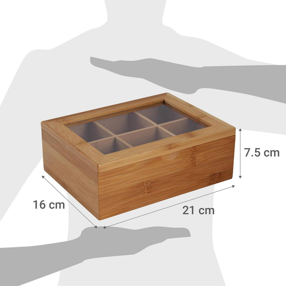 JUST HOME COLLECTION - Caja porta Te bambú, 6 divisiones