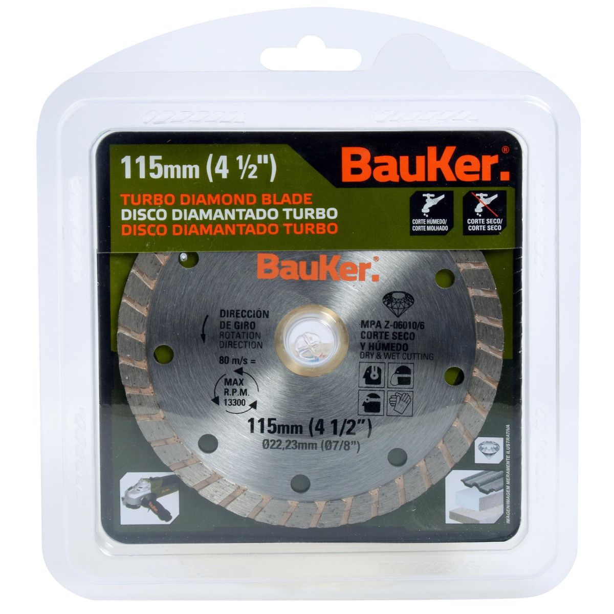 BAUKER - Disco de diamante 4,5" acero