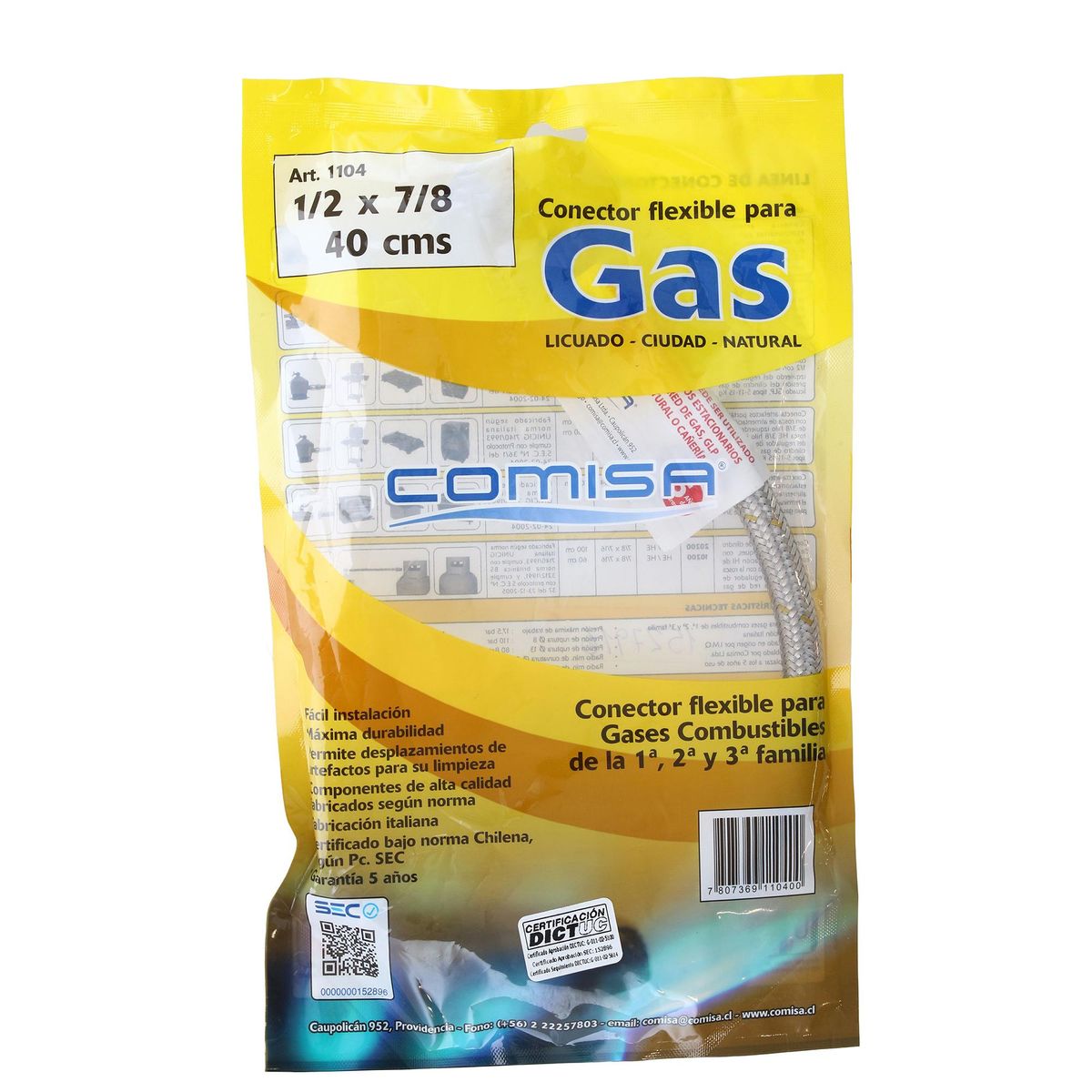 COMISA - Flexible gas 1/2" 7/8" HI-HI 40 cm