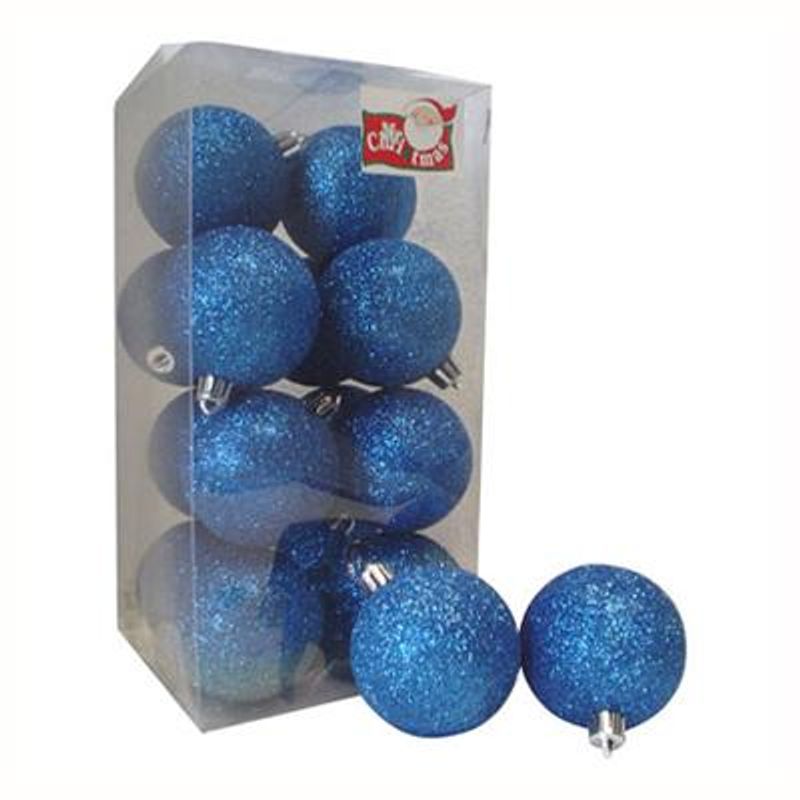 DEAR SANTA - Esferas 6 cm azul escarcha x12