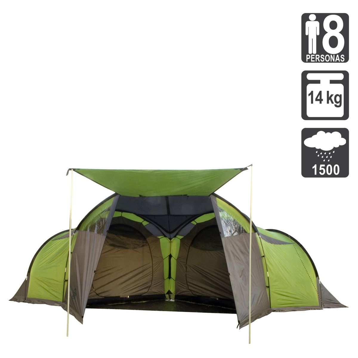 DOITE - Carpa Camping Pirineo Pro 8 Personas Gris/Verde