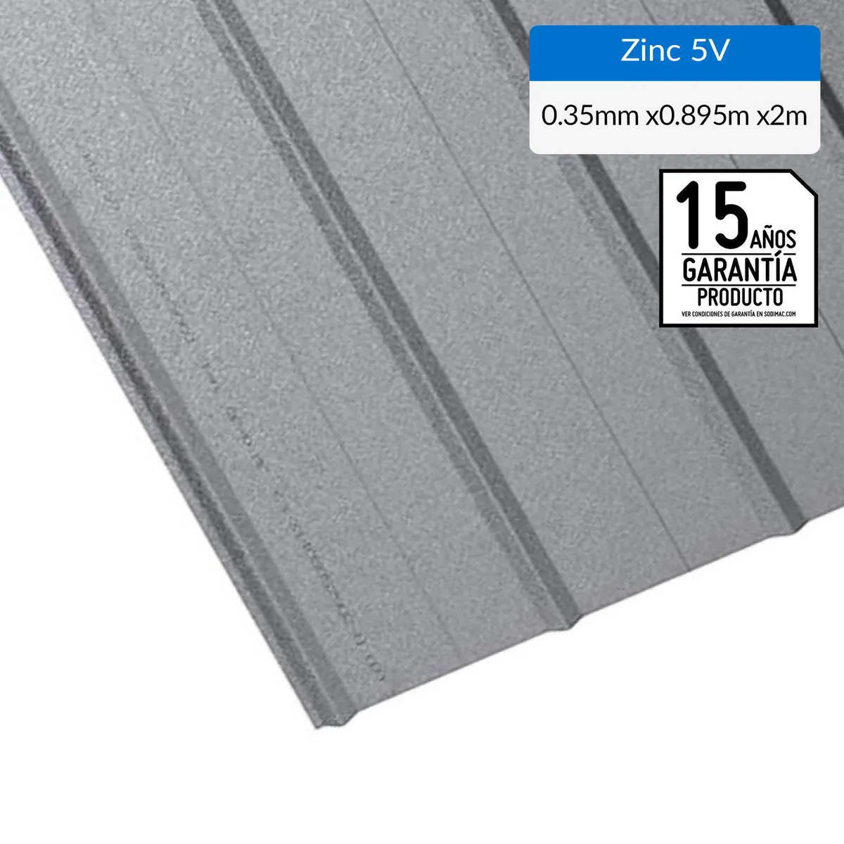BOLKOW - Plancha Zinc 5V 0.35 mm 89.5x200 cm Gris AZM150