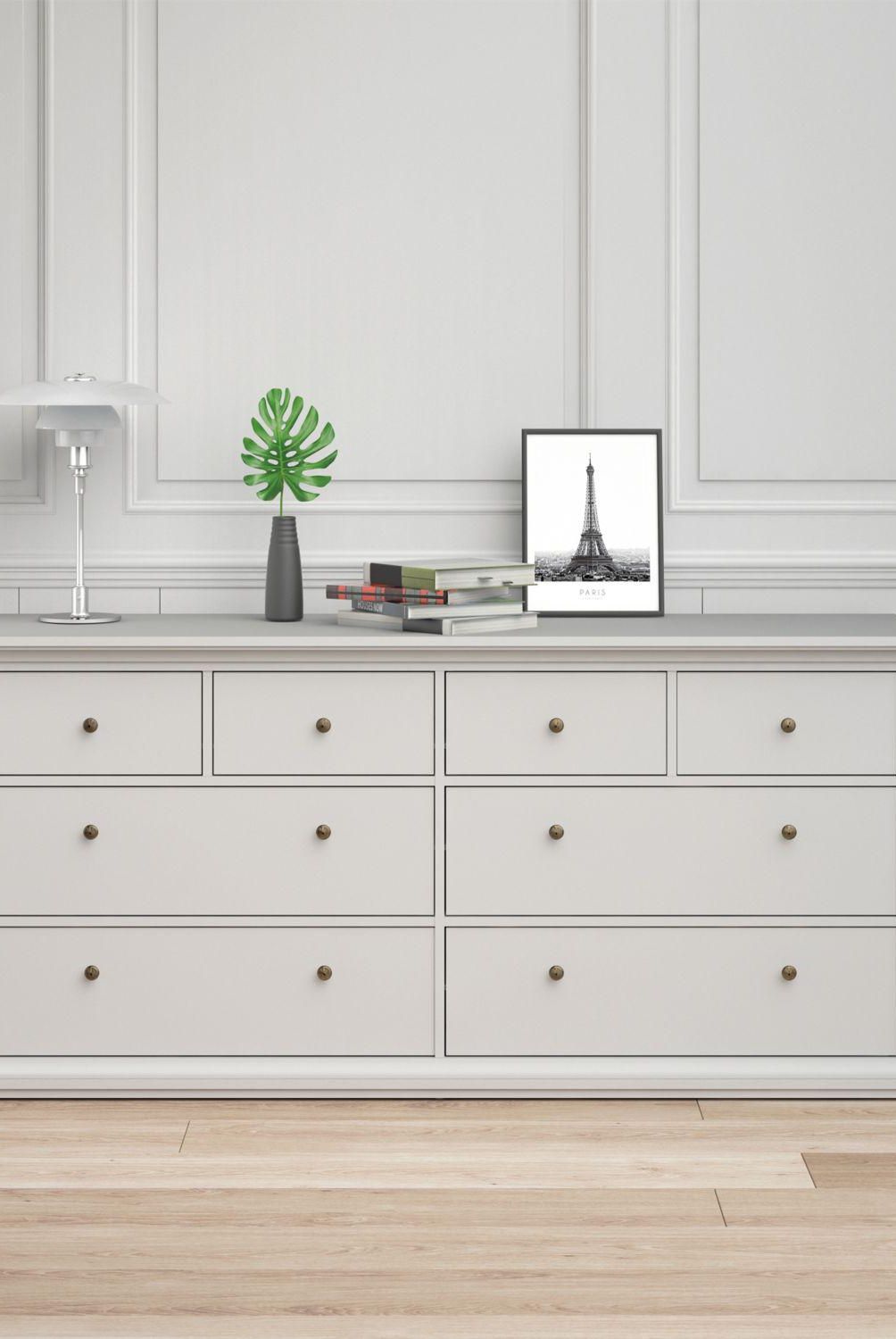 TVILUM - Cómoda 8 Cajón(es) París 183x87x48 cm Blanco