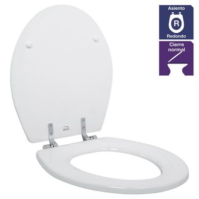 Asiento WC redondo madera blanco