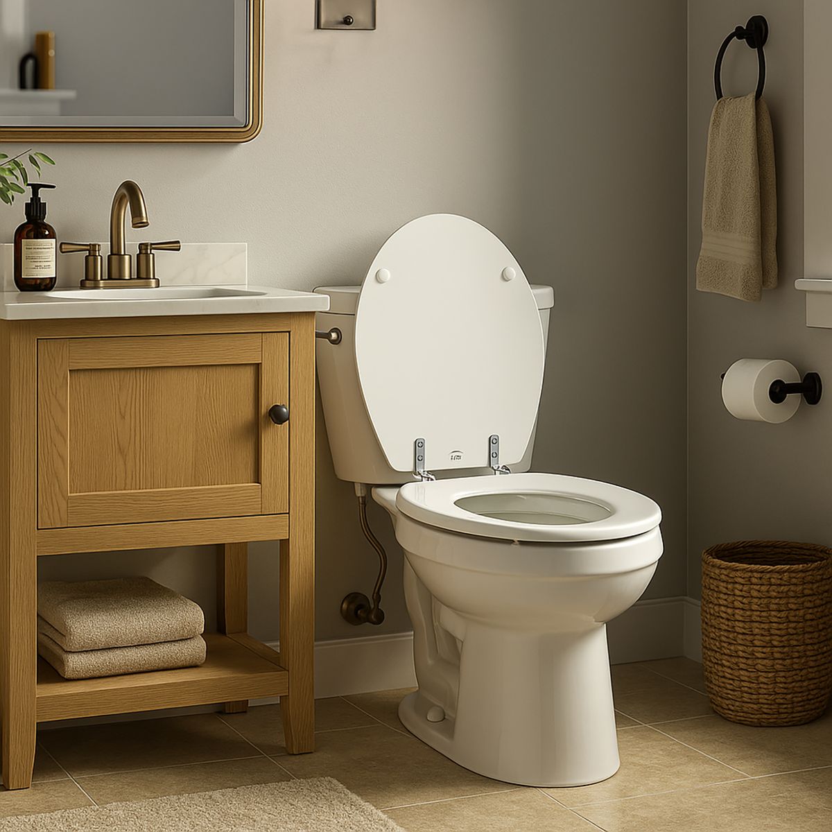 BEMIS - Asiento WC redondo madera blanco