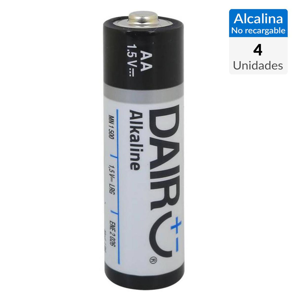 DAIRU - Pack de 4 pilas alcalinas AA 1.5V