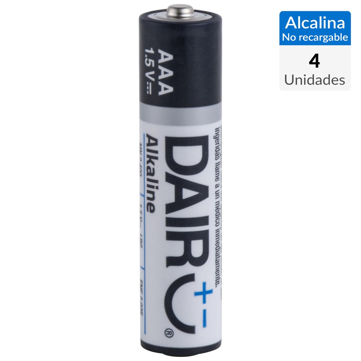 DAIRU - Pack 4 pilas alcalina AAA 1.5V