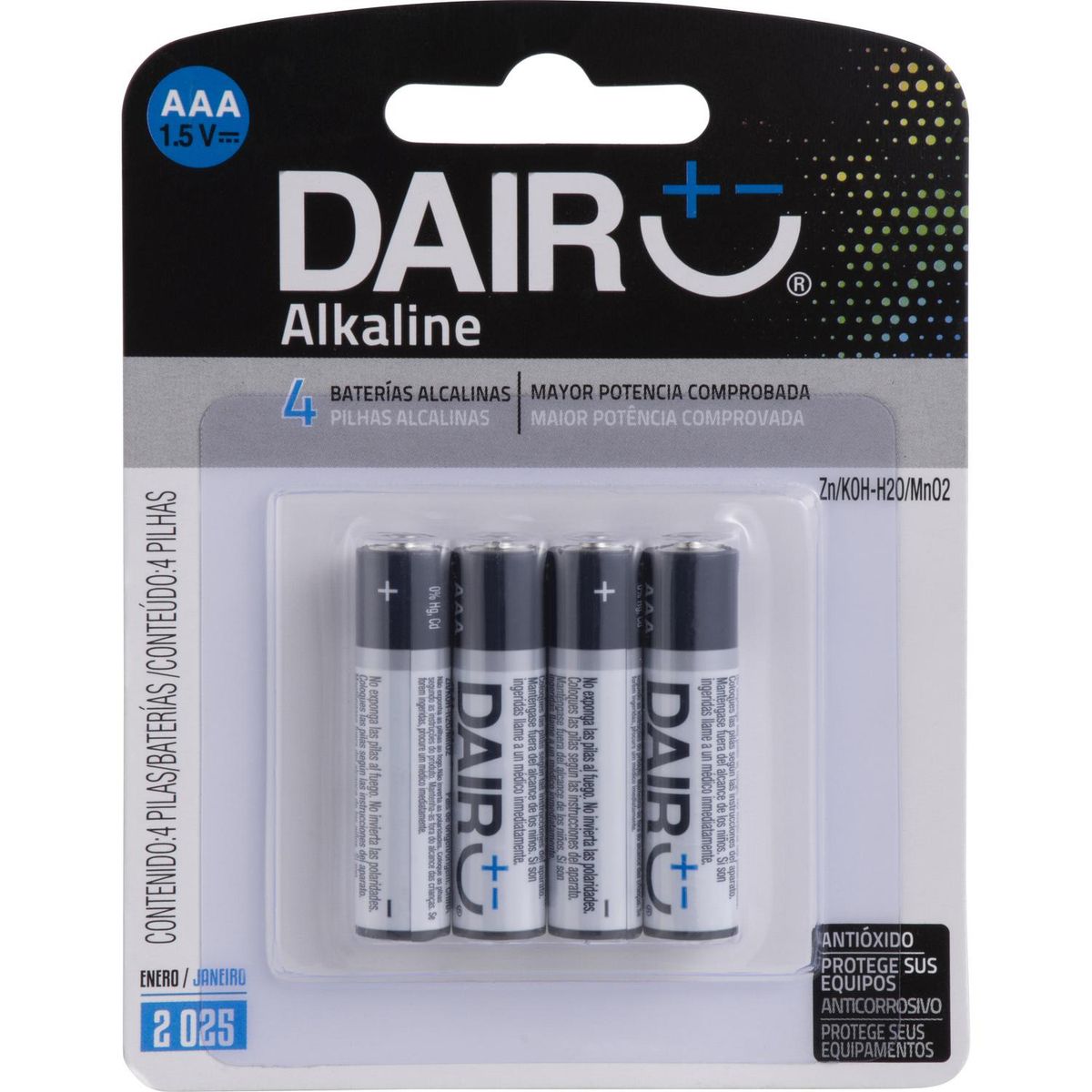 DAIRU - Pack 4 pilas alcalina AAA 1.5V