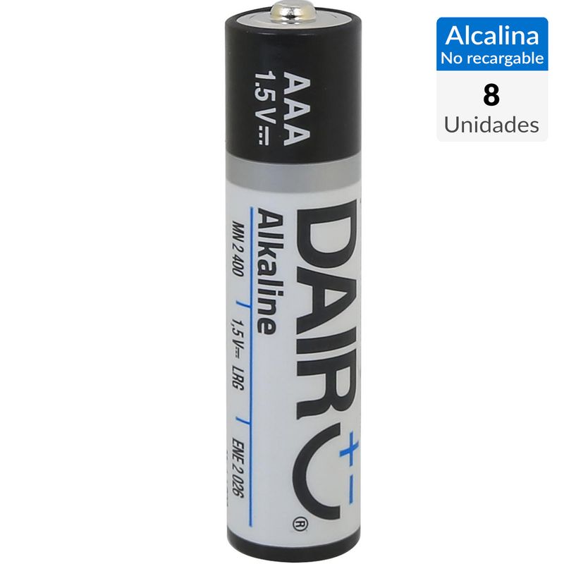 DAIRU - Pack de 8 pilas alcalinas AAA 1.5V