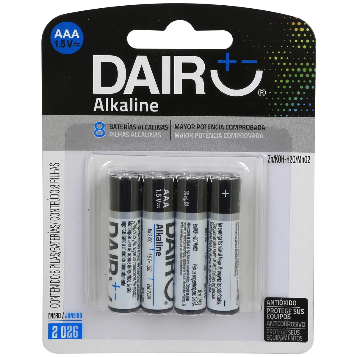 DAIRU - Pack 8 pilas alcalina AAA 1.5V