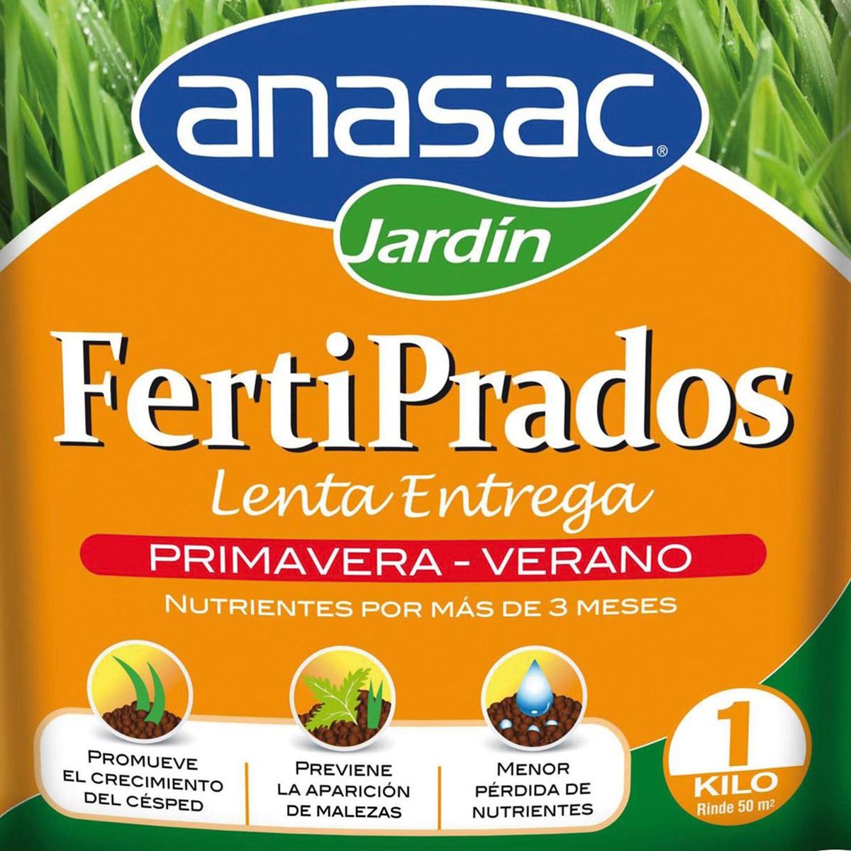 ANASAC - Fertilizante para césped Fertiprados Lenta Entrega Prim-Ver 1kg bolsa