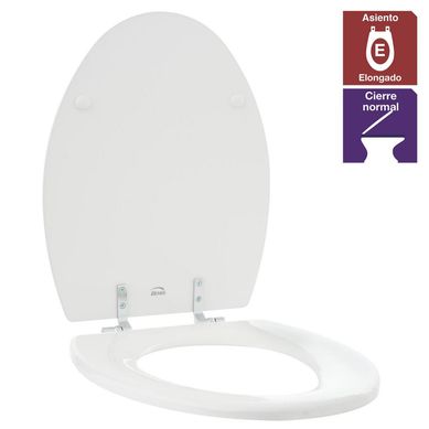 Asiento WC elongado madera blanco