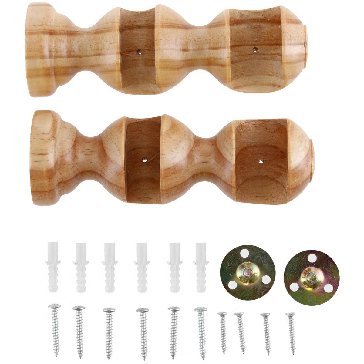 JUST HOME COLLECTION - Set de soportes para barra de cortina 19 mm 2 unidades natural