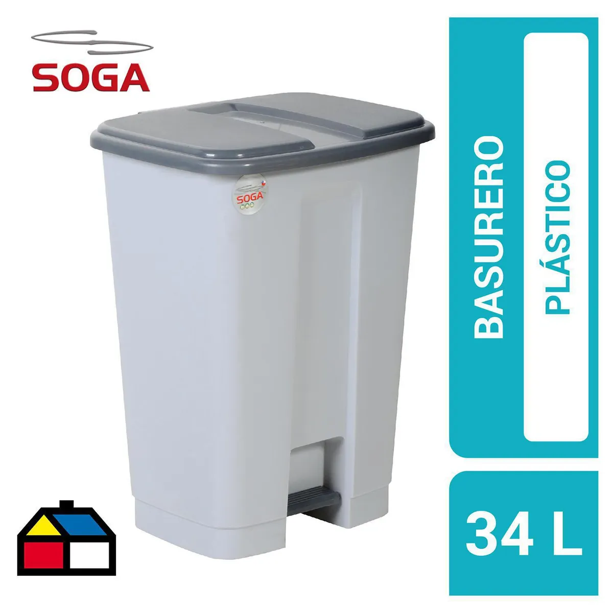 SOGA - Basurero 34 Litros Plástico Gris