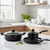 Batería de Cocina 5 Piezas Acero inoxidable Antiadherente Negro