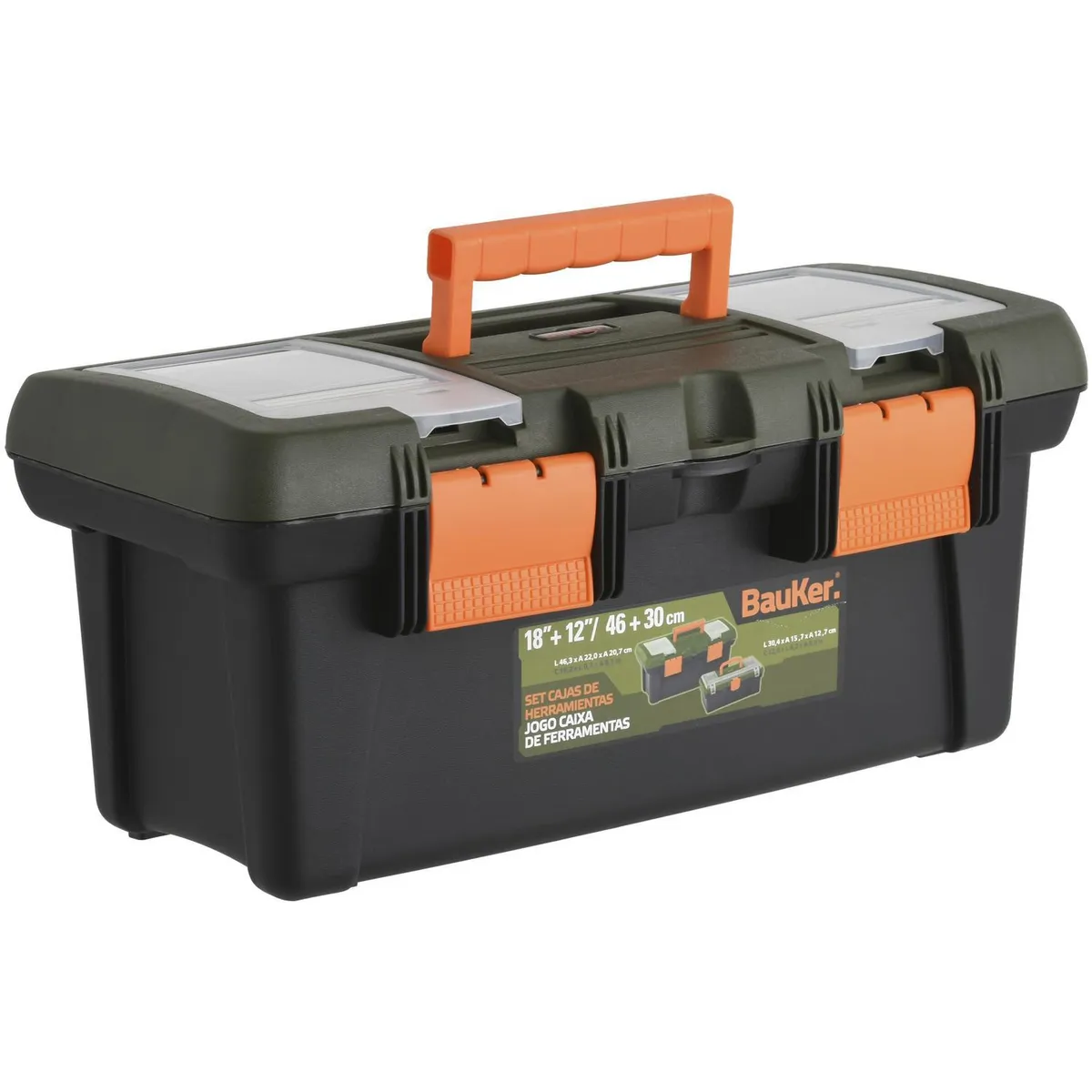 BAUKER - Set de cajas de herramientas plástico 2 unidades