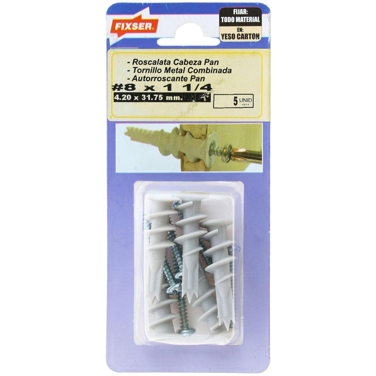 FIXSER - Tornillo Roscalata Metal 1-1/4 " 8 mm 5 unidad(es)