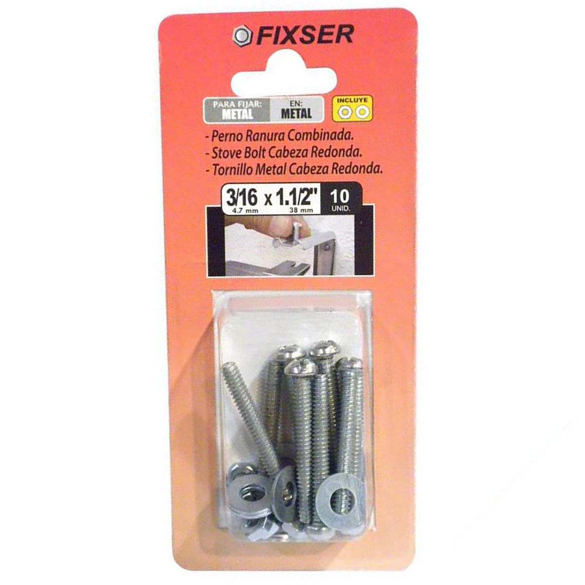 FIXSER - Perno 3/16 X 2"+Tuerca+Goli 9U