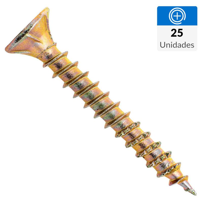 FIXSER - Set Tornillo Turbo/Tapas Madera Cabeza Phillips Madera 30 mm 3.5 mm 25 Unidades