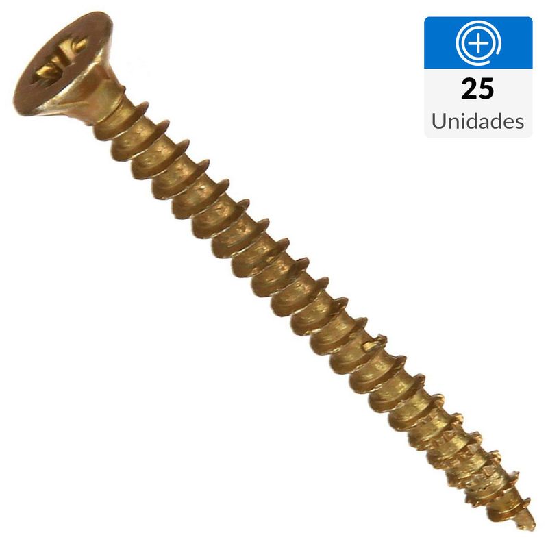 FIXSER - Set Tornillo Turbo/Tapas Madera Cabeza Phillips Madera 40 mm 3.5 mm 25 Unidades