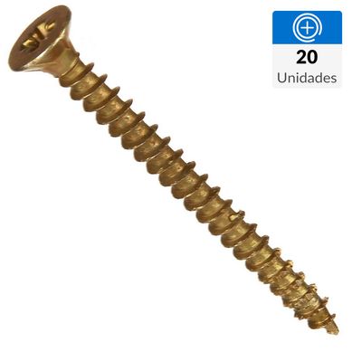 Set Tornillo Turbo/Tapas Madera Cabeza Phillips Madera 50 mm 4.5 mm 20 Unidades