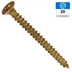 FIXSER - Set Tornillo Turbo/Tapas Madera Cabeza Phillips Madera 50 mm 4.5 mm 20 Unidades
