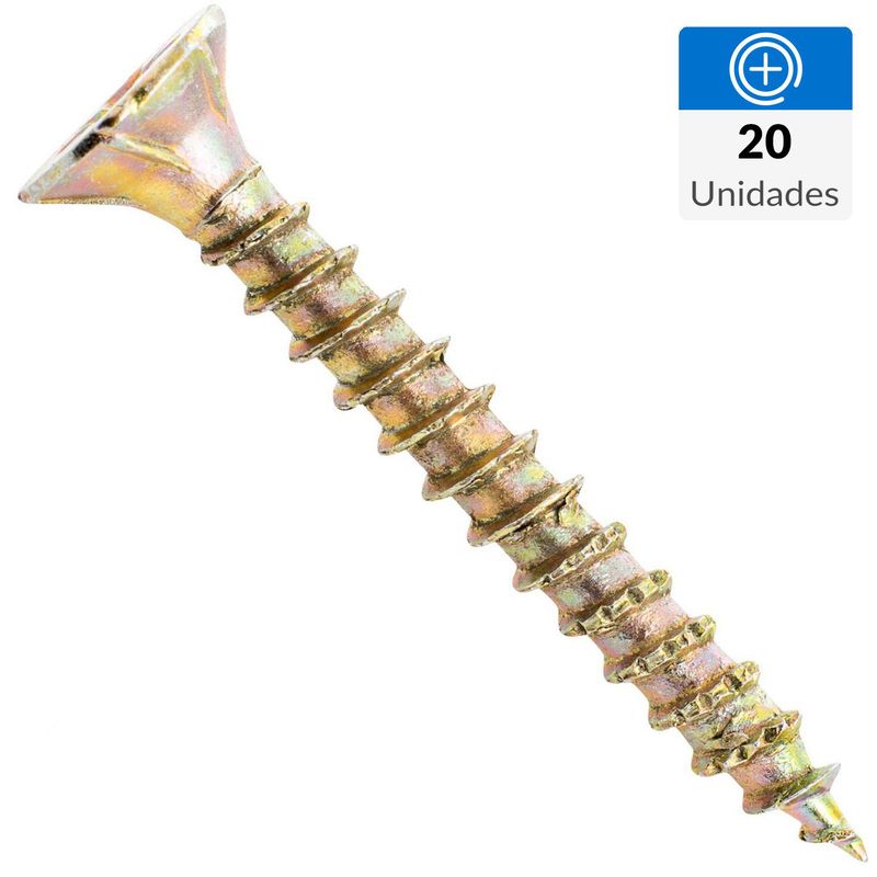 FIXSER - Set Tornillo Turbo/Tapas Madera Cabeza Phillips Madera 30 mm 3.5 mm 20 Unidades