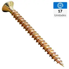 FIXSER - Set Tornillo Turbo/Tapas Madera Cabeza Phillips Madera 50 mm 4.5 mm 17 Unidades