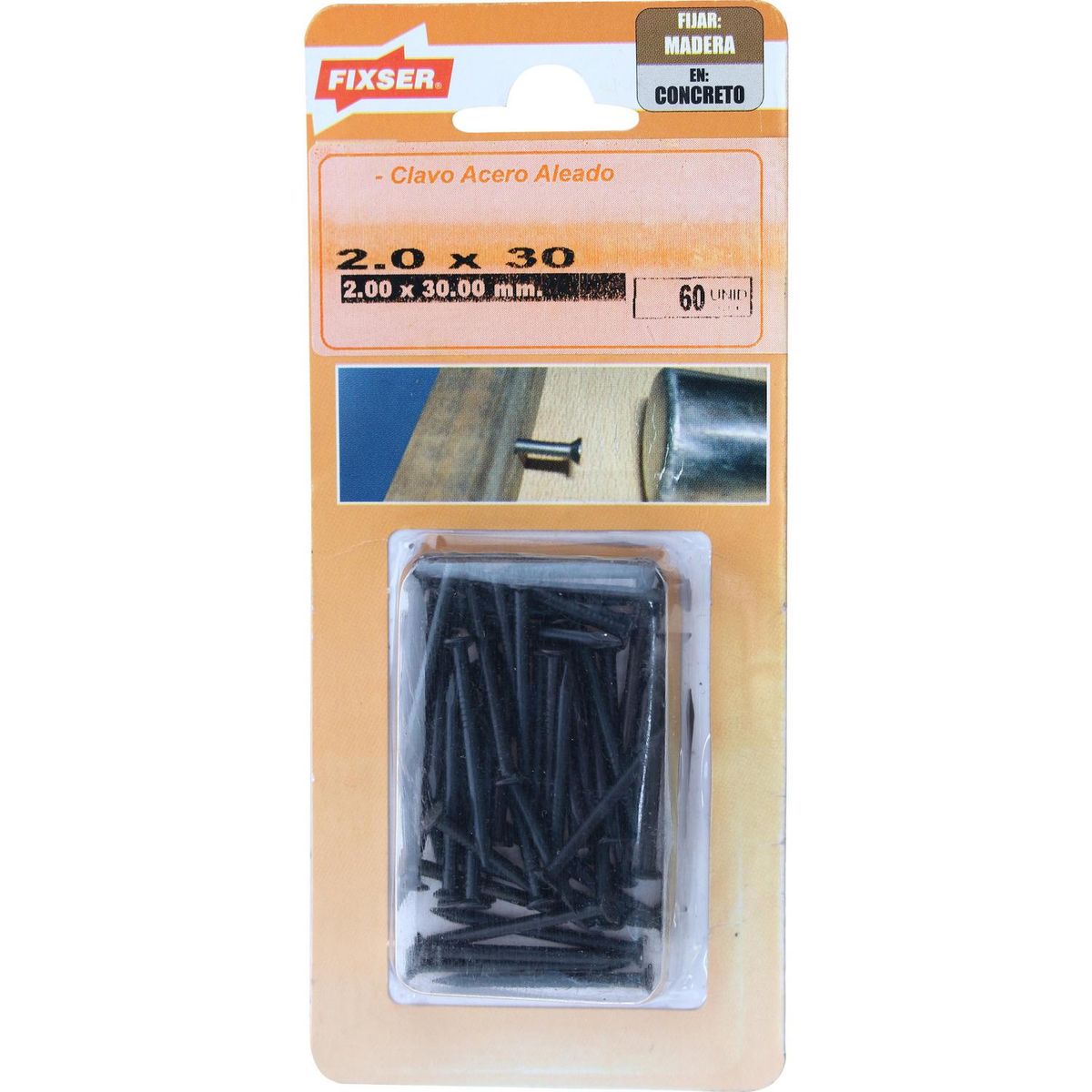 FIXSER - Clavo para concreto 2x30 mm 60 unidades