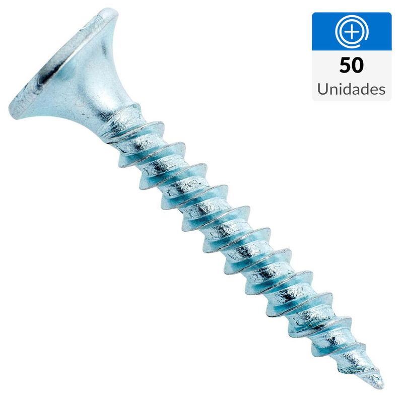 FIXSER - Tornillo Autoperforante Cabeza Phillips Yeso-Cartón 1 " 6 mm 50 Unidades