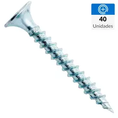 FIXSER - Tornillo Autoperforante Cabeza Phillips Yeso-Cartón 1-1/4 " 6 mm 40 Unidades