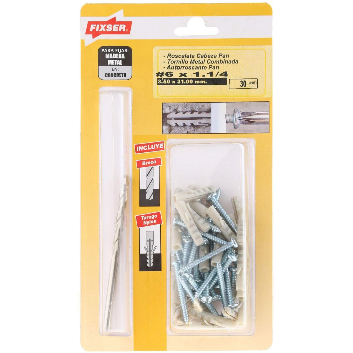 FIXSER - Tornillo Roscalata Metal 1-1/4 " 6 mm 30 unidad(es)
