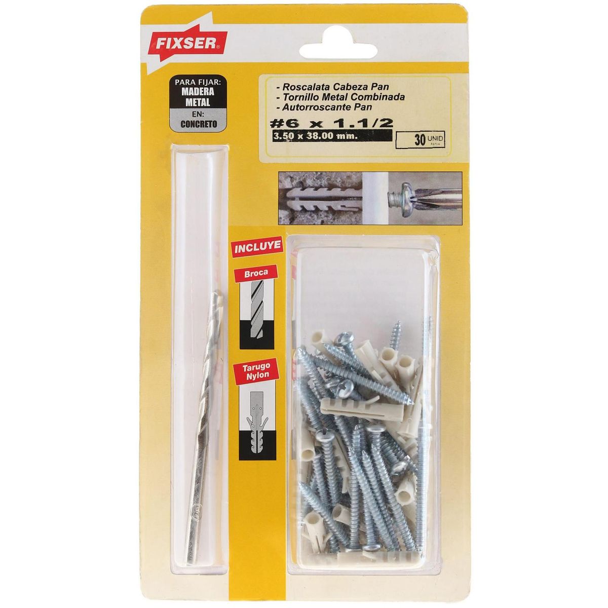 FIXSER - Tornillo Roscalata Metal 1-1/2 " 6 mm 30 unidad(es)