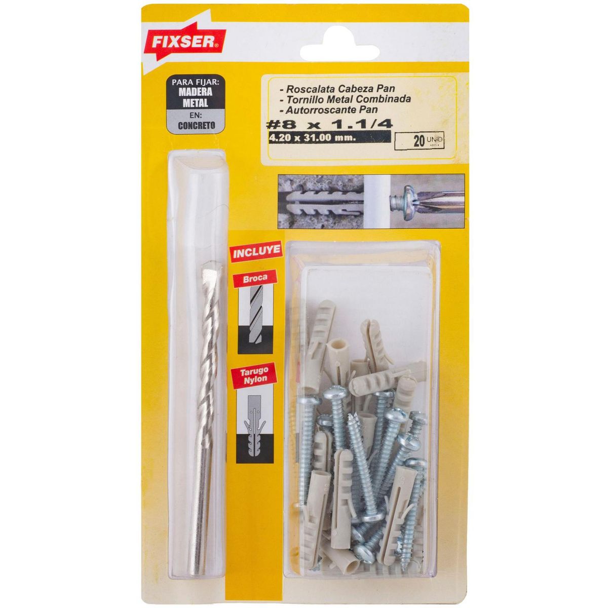 FIXSER - Tornillo Roscalata Metal 1-1/4 " 8 mm 20 unidad(es)