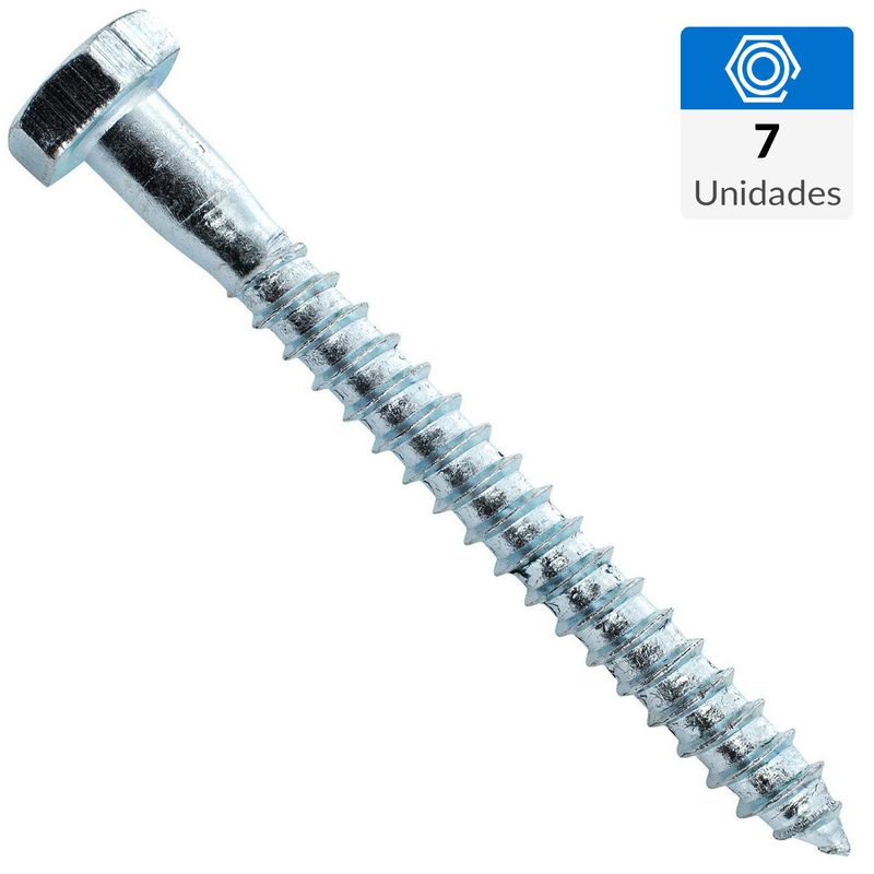 FIXSER - Tornillo Tirafondo Cabeza Phillips Metal 2 " 1/4 " 7 Unidades