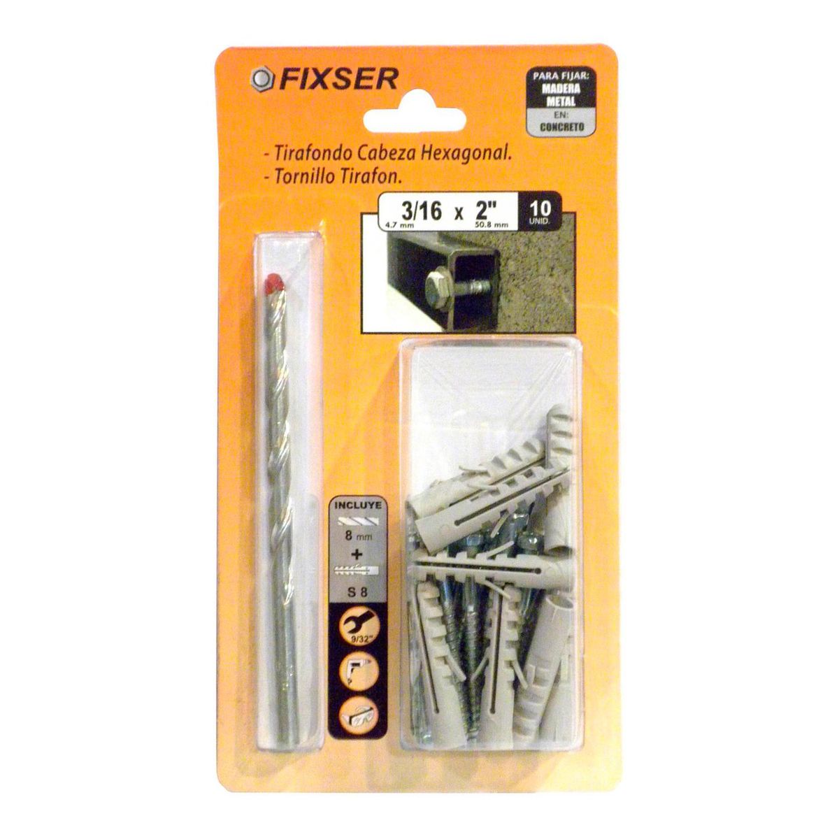FIXSER - Tornillo Tirafondo Metal 2-1/2 " 1/4 " 6 unidad(es)