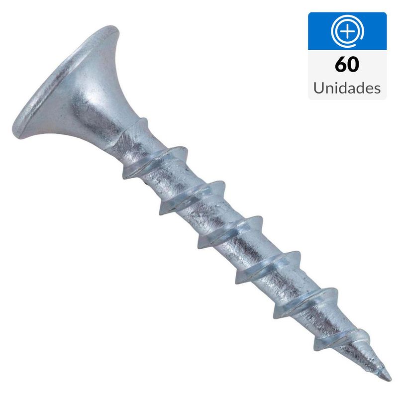 FIXSER - Tornillo Autoperforante Cabeza Phillips Yeso-Cartón 1-1/4 " 6 mm 60 Unidades