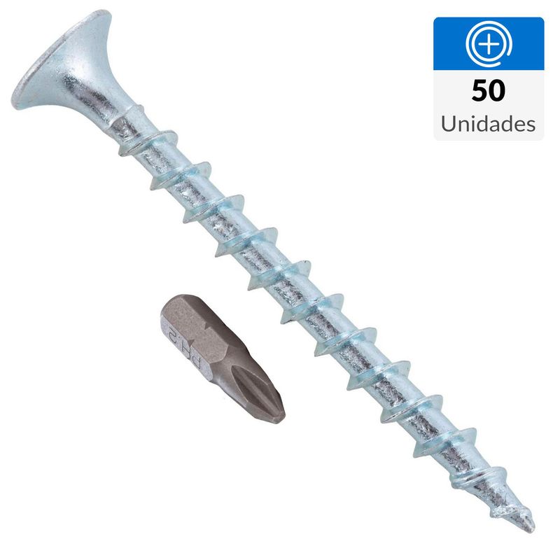FIXSER - Tornillo Autoperforante Cabeza Phillips Yeso-Cartón 1-5/8 " 6 mm 50 Unidades