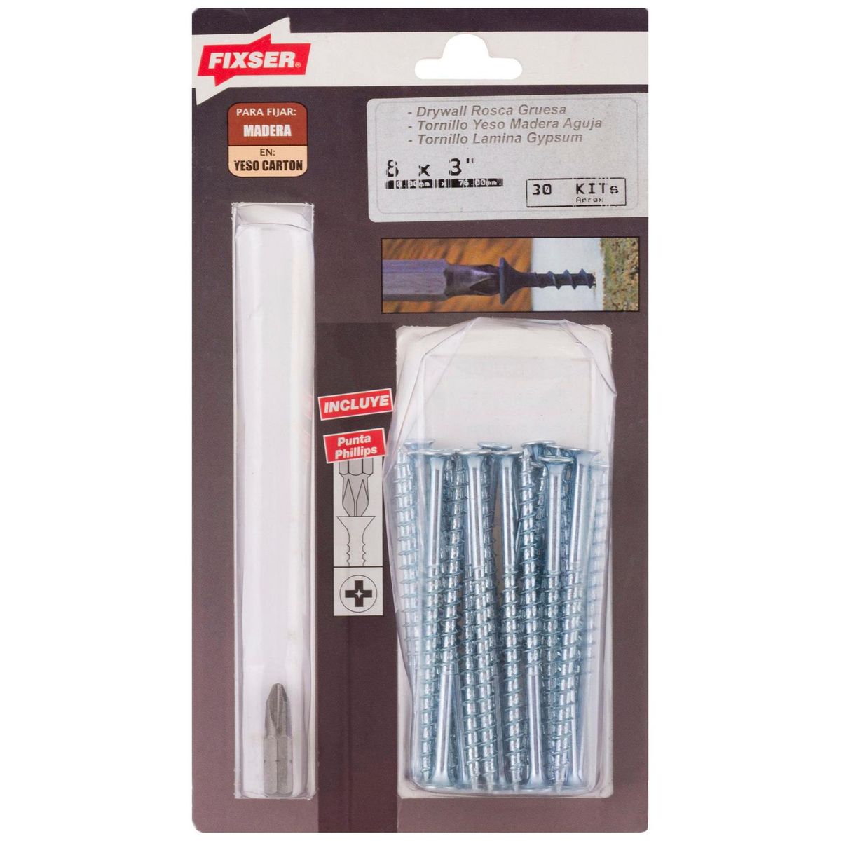 FIXSER - Tornillo Autoperforante Yeso-Cartón 3 " 8 mm 60 unidad(es)