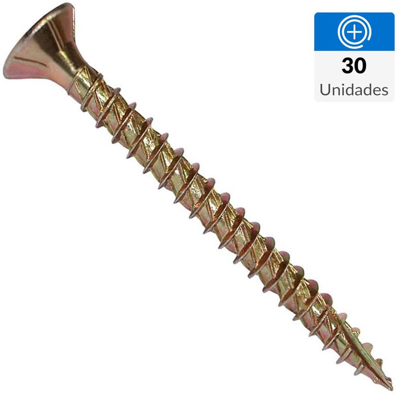 FIXSER - Set Tornillo Turbo/Tapas/Punta Madera Cabeza Phillips Madera 50 mm 4.5 mm 30 Unidades