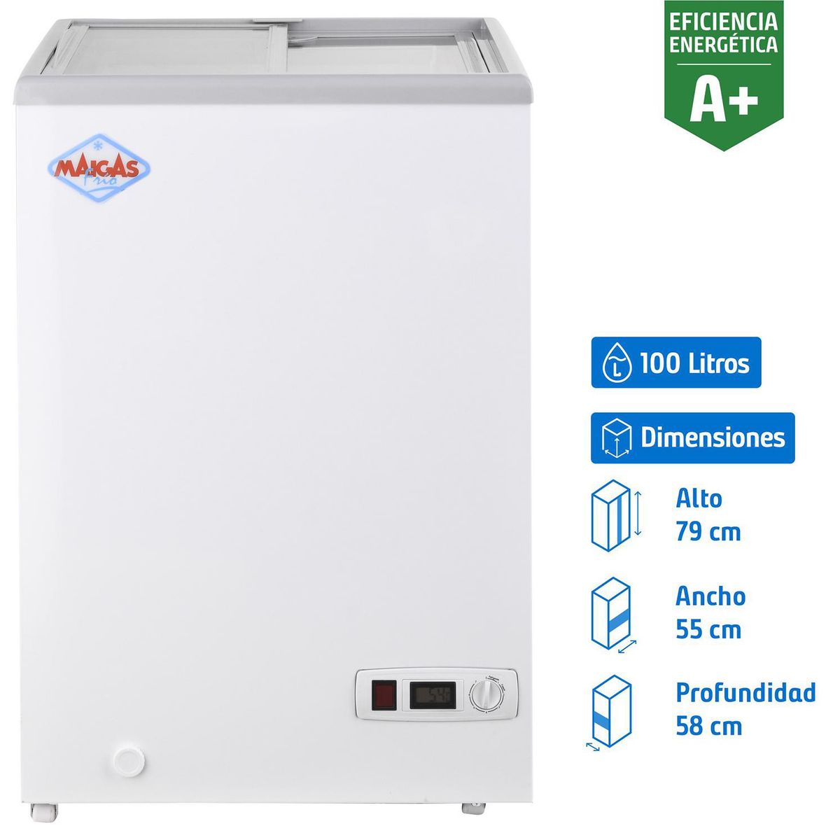 MAIGAS - Congelador Industrial Horizontal 100 Litros Blanco SD-100