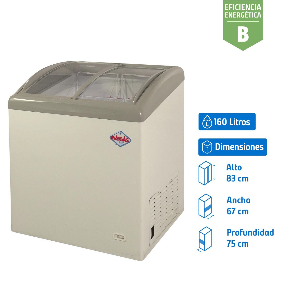 MAIGAS - Congelador Industrial Horizontal 160 Litros Blanco SC-190