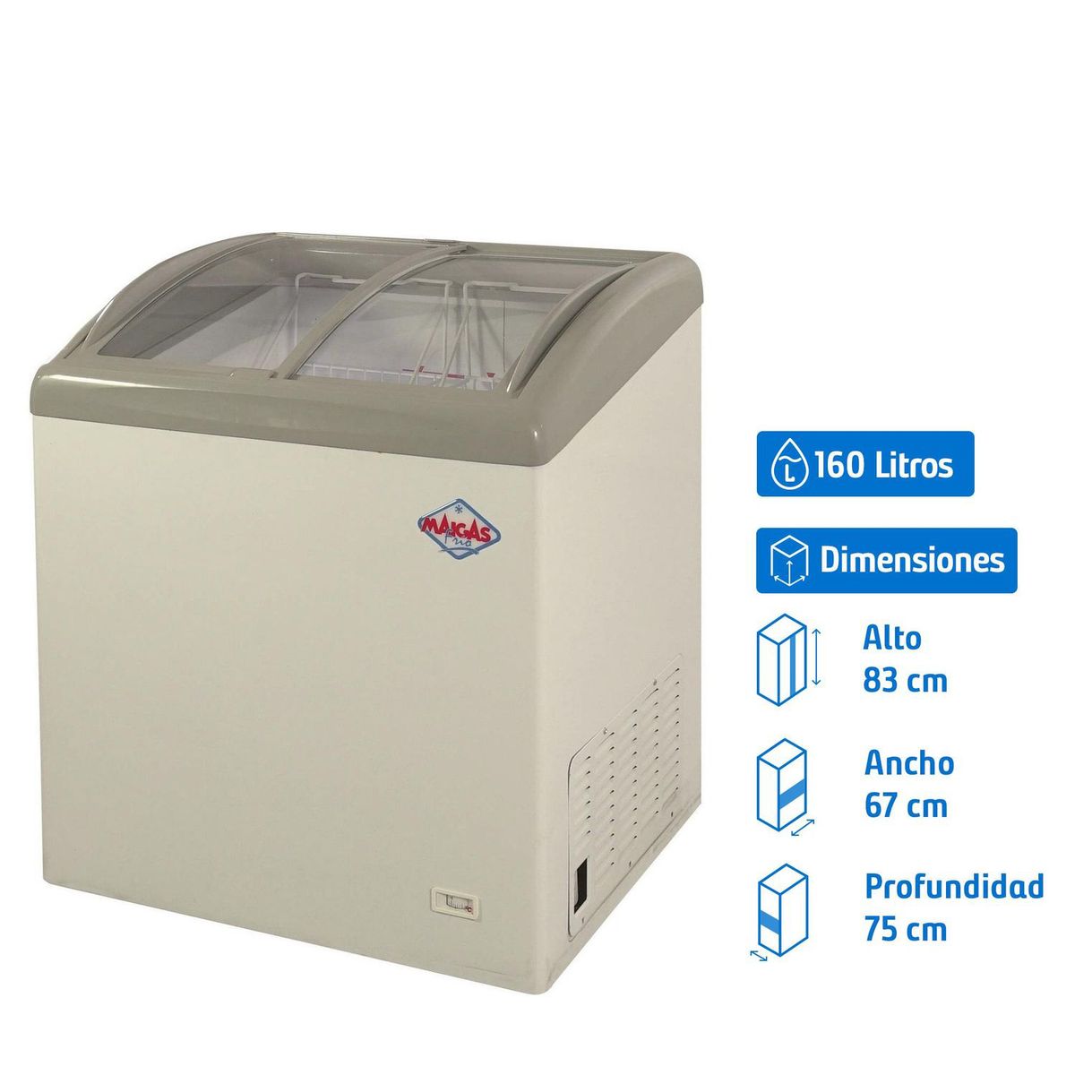 MAIGAS - Congelador Industrial Horizontal 160 Litros Blanco SC-190