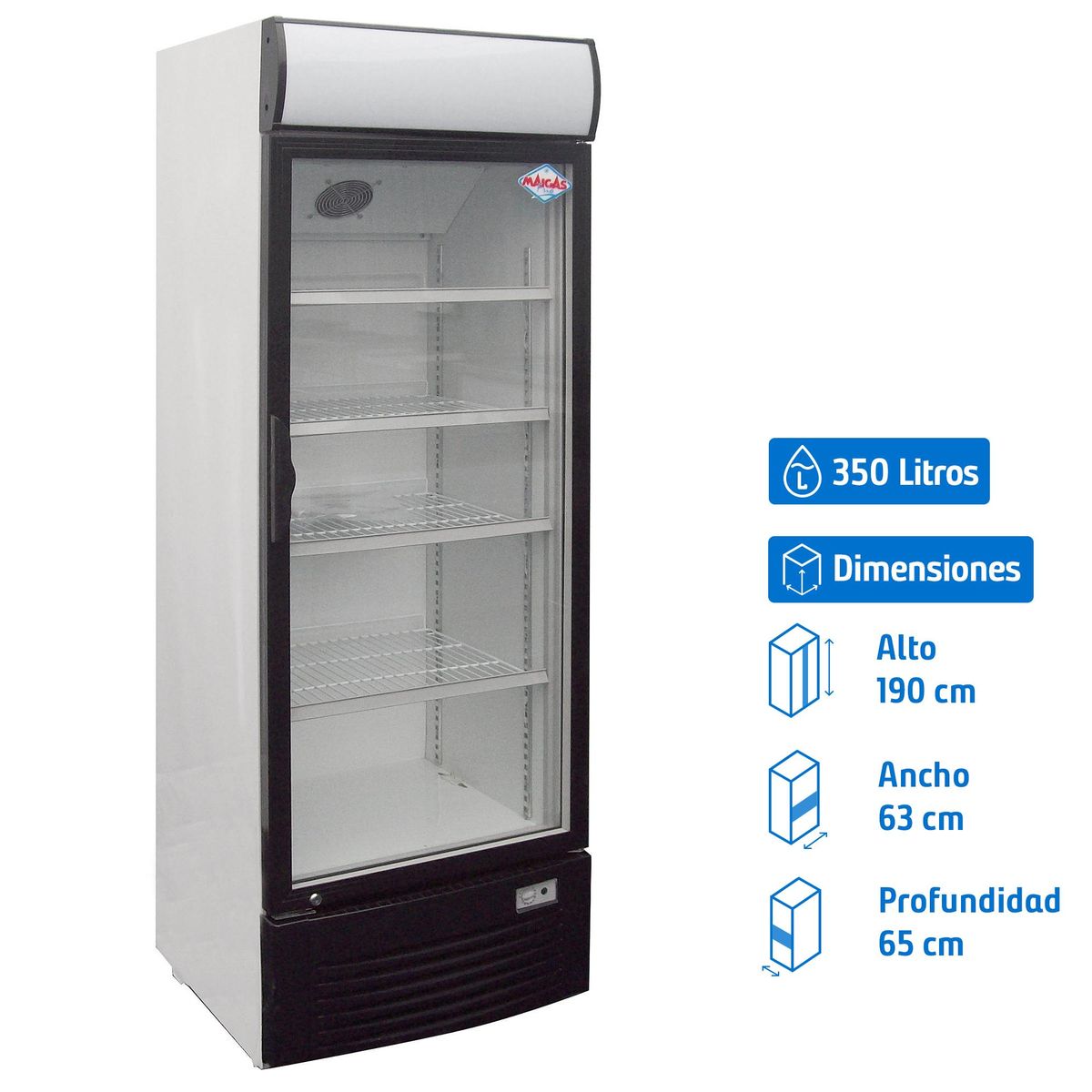 MAIGAS - Visi-Cooler 1 puerta 350 litros Negro/blanco