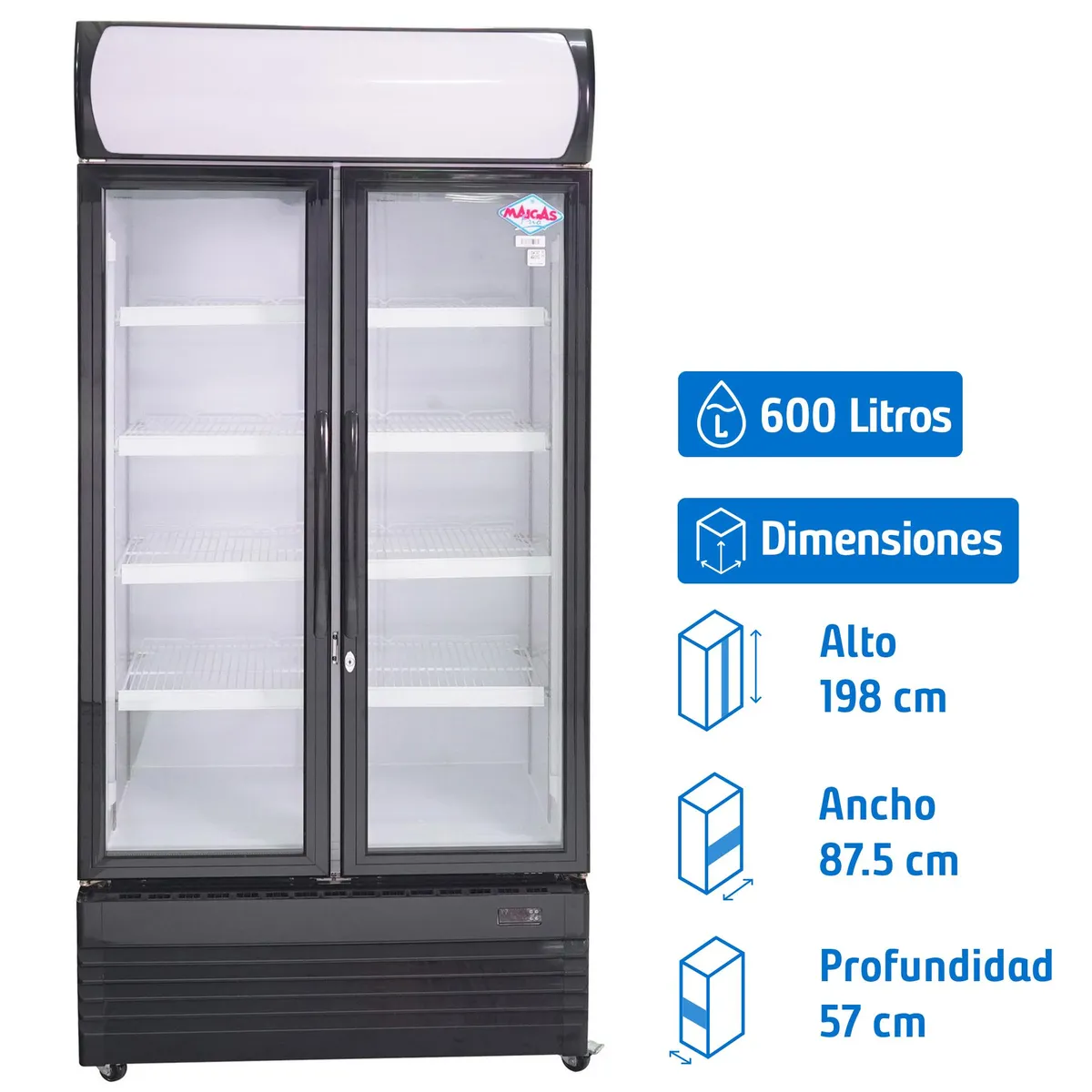 MAIGAS - Visi-Cooler 2 puertas 600 litros negro/blanco