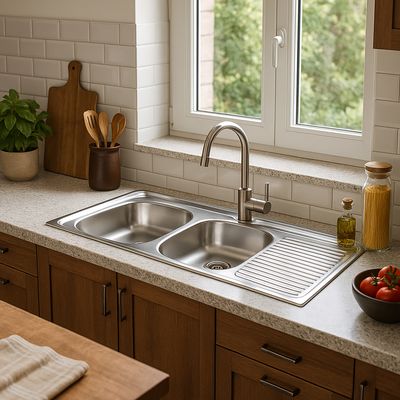 Imagen 2 del producto Lavaplatos Sobreponer Derecho 2 Cubeta(s) 120x15.5x50 cm Acero inoxidable