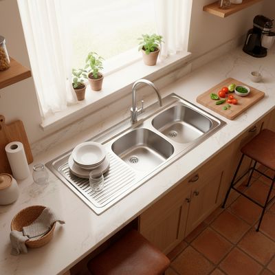 Imagen 2 del producto Lavaplatos Sobreponer 2 Cubeta(s) 120x15.5x50 cm Acero inoxidable