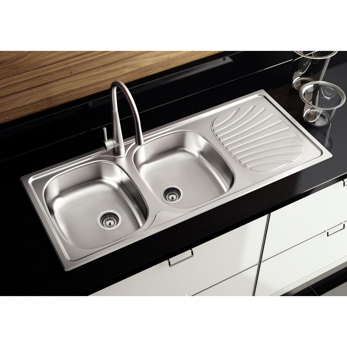 TRAMONTINA - Lavaplatos 2 Cubeta(s) 123.5x15x43 cm Acero inoxidable