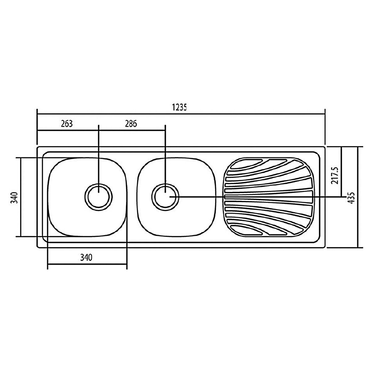 TRAMONTINA - Lavaplatos 2 Cubeta(s) 123.5x15x43 cm Acero inoxidable